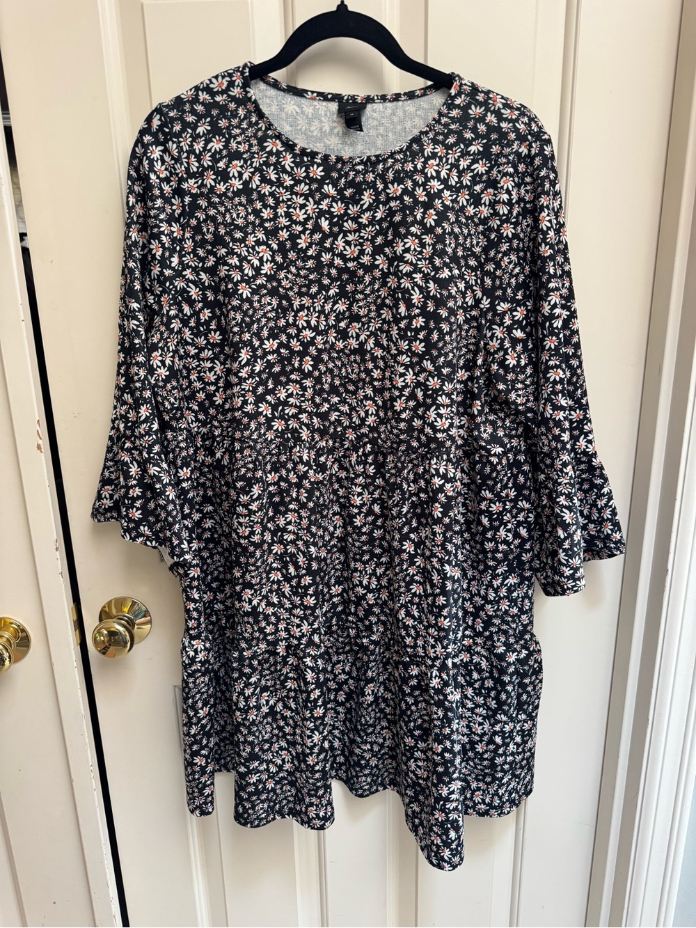 River Island Black Floral Daisy Print Tiered Dress